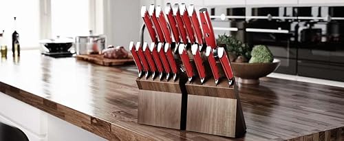 Miniatura 7 de DALSTRONG Juego de cuchillos - Juego de cuchillos colosales de 18 piezas - Serie Gladiator - Acero HC alemán - Asas de ABS rojas - Soporte de madera