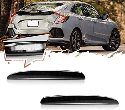 JDMTECH For Smoked Lens housing LED Bumper Reflector Lights Compatible with 2017-2021 Honda Civic Type-R Hatchback For 4-Door Sedan Function as Tail, Brake Lamps