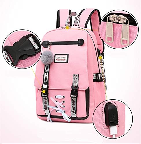HANXIUCAO Girls Backpack Teens Schoolbag for Women 20-35L College Girls Bookbag USB Charging and HeadsetPort Laptop Backpack Student Daypack