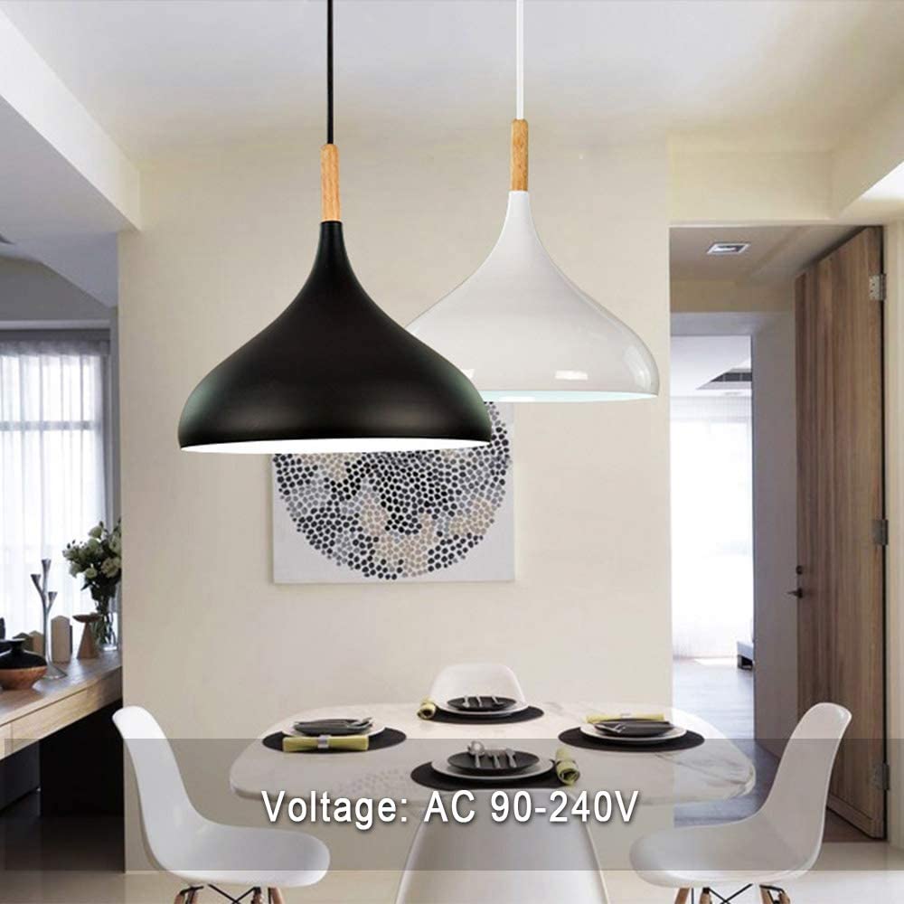 Moderne Pendelleuchte – Weiß Mit Holz, E27, 90 Cm Kabel, Für Küche & Wohnzimmer