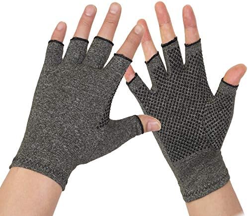 Arthritis Gloves 2 Pairs - Men and women Fingerless Compression Glove Pain Relief for Rheumatoid Arthritis and Osteoarthritis (S/M)