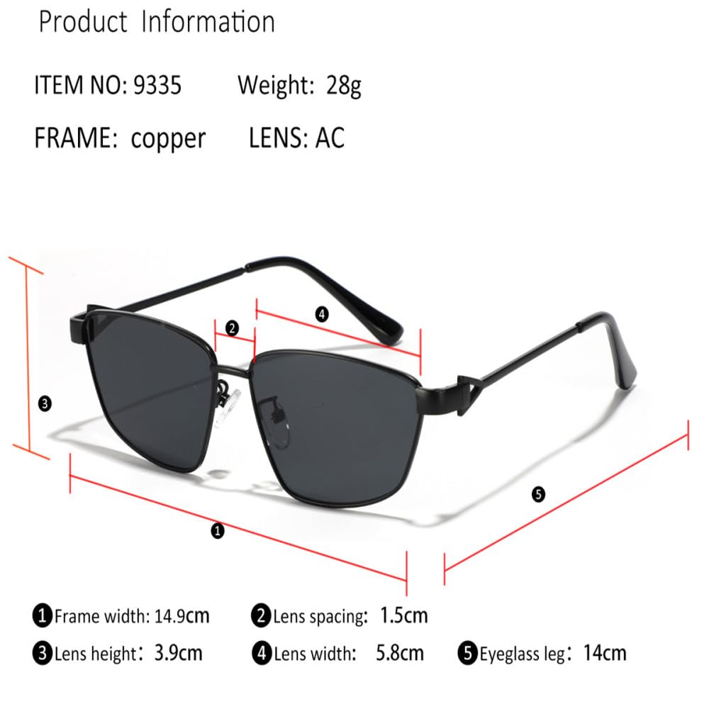 LVTFCO Gafas de sol cuadradas de Metal para mujer y hombre, gafas de sol tipo ojo de gato de lujo, gafas de sol pequeñas de oro negro Retro a la moda para mujer