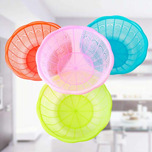Besportble 4Pcs Kitchen Colander Strainer Plastic Vegetable Washing Basket Bowl Colander Set For Rice Food Vegetables Fruit Pasta ( Random Color ) #TOP6