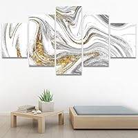SIGNWIN 5 Panel Canvas Wall Art Modern Art Contemporary Digital Art Dramatic Geometric Multicolor Patterns for Home Decorations Ready to Hang - 60