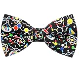 MACBANA Colorful Fun Pattern Pre-Tied Bow Tie Mens Floral Space Adjustable Bowtie P Black (Chemistry)