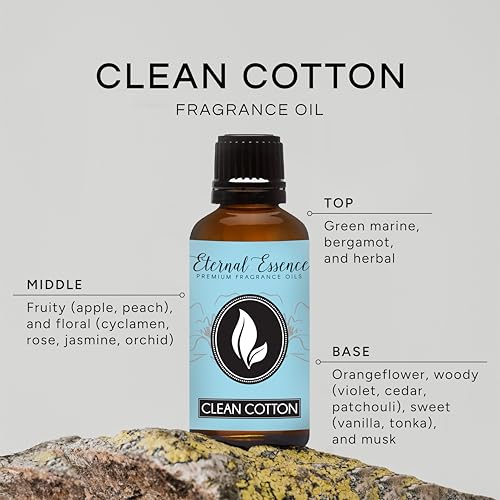 Image of Eternal Essence Oils Clean Cotton 30ml Premium Fragrance Oil - for Candle, Soap Making, Aromatherapy, Diffusers, Home Care, & Humidifiers