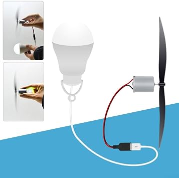 Wind Turbine Motor Blade Kit, With USB Light Bulb Generator, Motor Wind Energy Generator Fan, For Science DIY Teaching