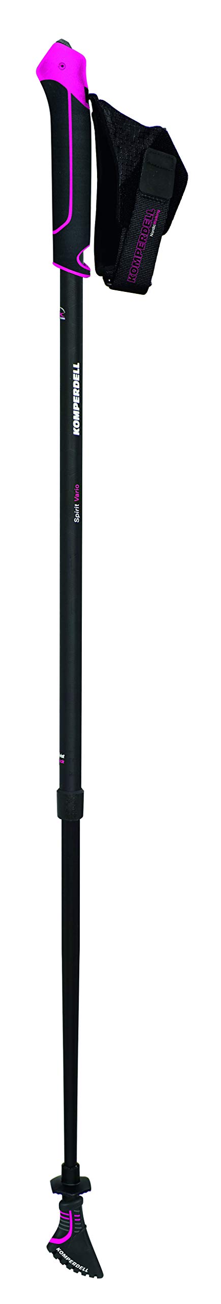 Komperdell Spirit Vario Bâtons de marche nordique réglables en aluminium avec boucles à clic Noir/rose Taille S