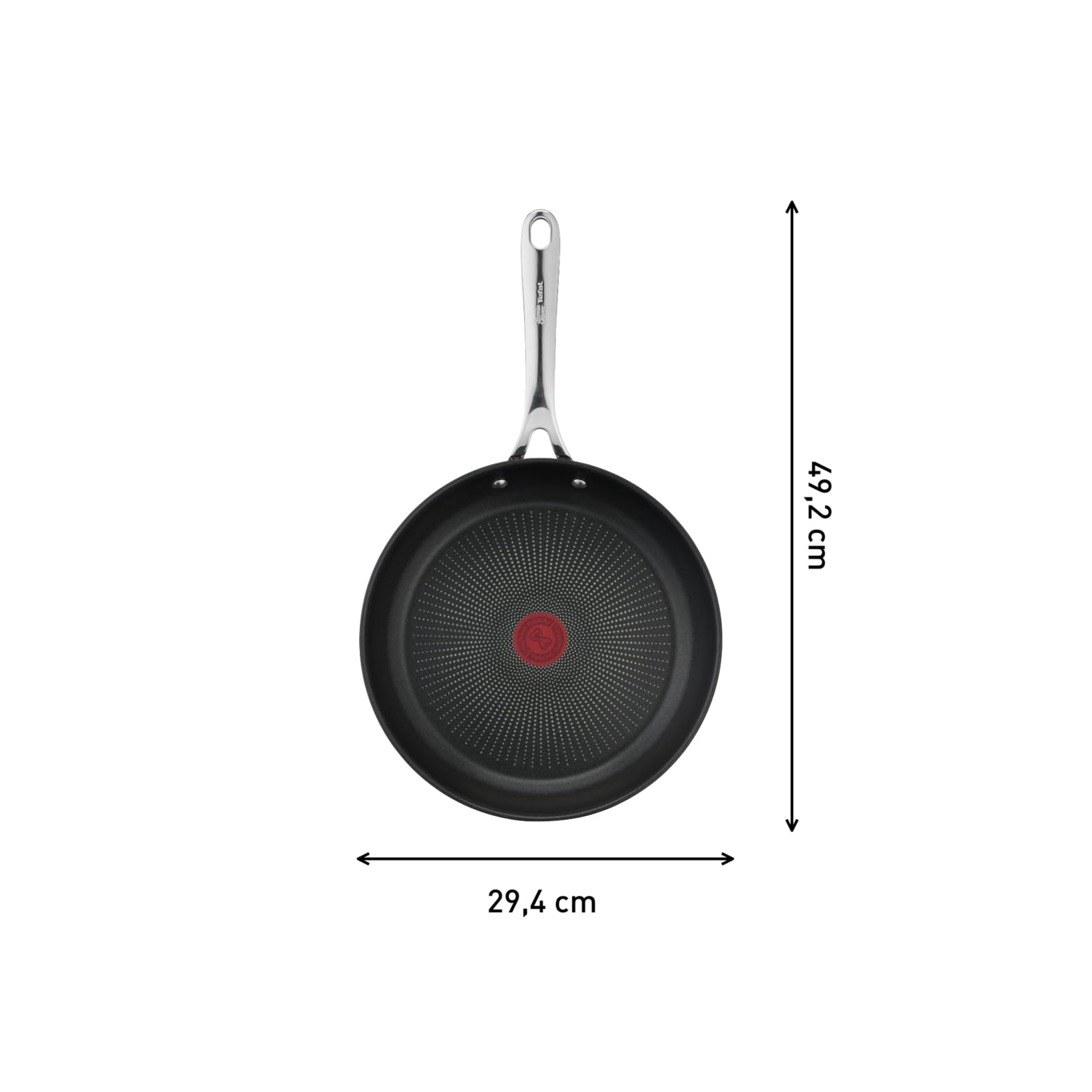 Tefal Jamie Oliver Cook's Direct On Bratpfanne 28 cm, Edelstahlpfanne Induktion, Titanium-Antihaftbeschichtung, Thermo-Signal, backofenfest, Edelstahl, genieteter Griff, E3040644