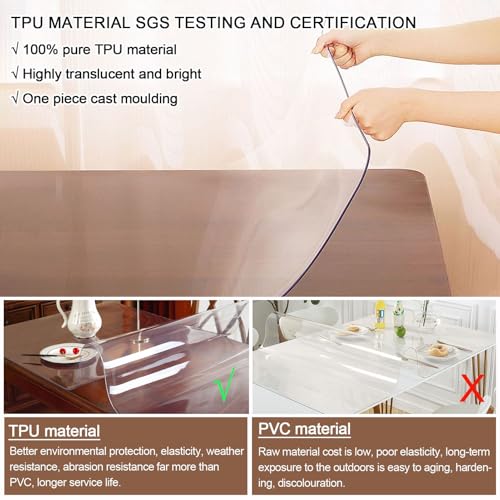 Protection de table imperméable TPU transparent haut de gamme 60 x 198 cm