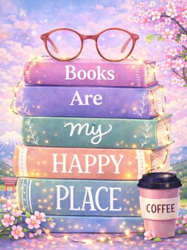 Image of MYBISYMQQ Stack of Books Stamped Cross Stitch Kit, Embroidery 11.8x15.7in | Books & Flower Embroidery Starter Kit for Adult Beginners,Printed Embroidery Kit Art Craft for Home Wall Decor