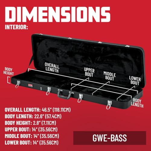 image for Gator Cases Hard-Shell Wood Case for Electric Bass Guitars, Fits Fende