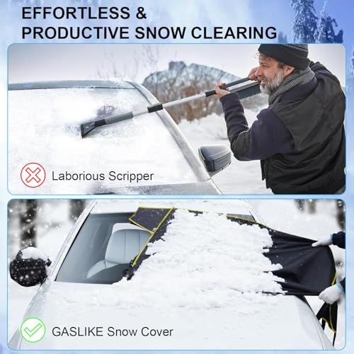 Image of Windshield Cover for Ice and Snow,【Newest Durable 600D Oxford Fabric for Efficient Protection】Windshield Snow Cover Against Frost with Straps & Side Panels, Fit for Most Cars, SUVs & Trucks (68 inchx42 inch)