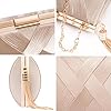 Larcenciel Sac à Main Femme, Pochette de Soirée à Pampilles Métalliques Chic, Élégant Clutches Femme Satin avec Chaîne Amovible pour Ceremonie Mariage Soirées Fete Cocktail Bal,17x10X6.5cm (Champagne) #5
