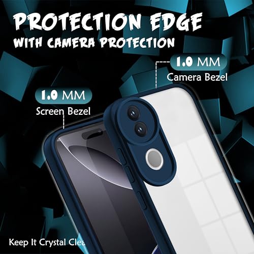 Image of V-TAN Back Cover for Vivo V50 5G Compatible Case, Transparent Clear, TPU, Camera Protective Shockproof Cover, Blue
