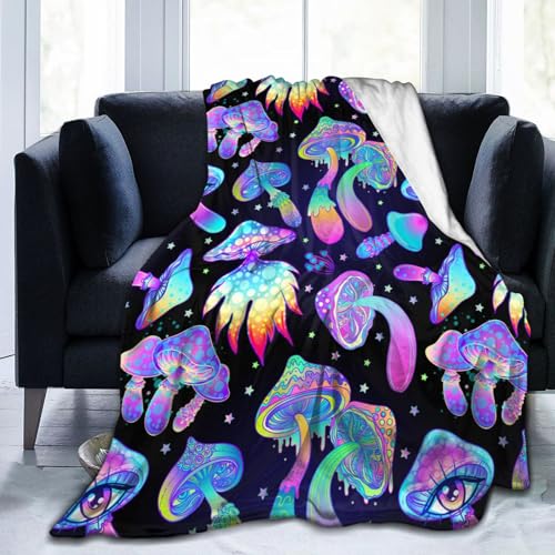 Hippie Mushroom Magic Blanket, Soft Blankets Flannel Bed Throw Cozy Lightweight Plush Gifts for Women Men Boys Girls Sofa Couch Bedroom Living Rooms Warm All Season, Home Decor, 60"x50"