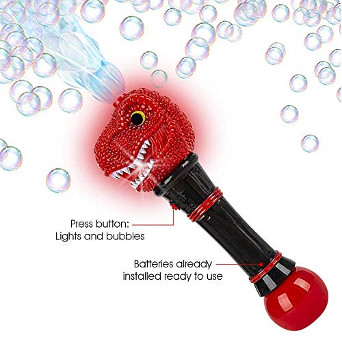 ArtCreativity T-Rex Bubble Wand Toys - Light Up Illuminating Dinosaur Bubble Maker Wand, Bubble Blower with Cool LED Effects for Kids, Batteries and Bubble Fluid Included, Great Gift Idea, Party Favor by ArtCreativity - Image 5