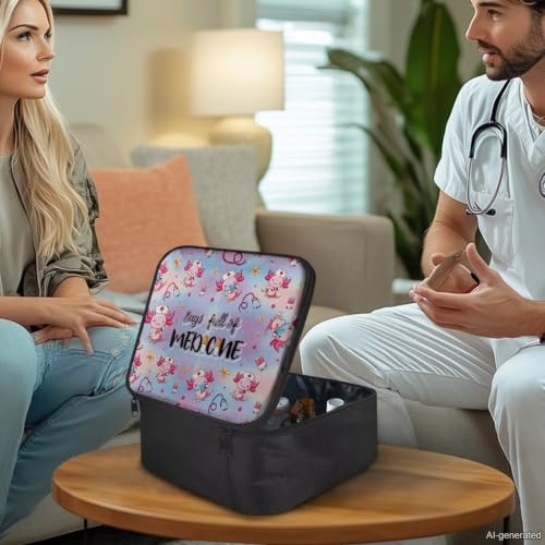 Image of Gomyblomy First Aid Bag Empty for Home Cute Axolotl Nurses Print Travel Medicine Bag Emergency Trauma Kit Portable Medical Supplies Storage Pouch for Nurse Doctors
