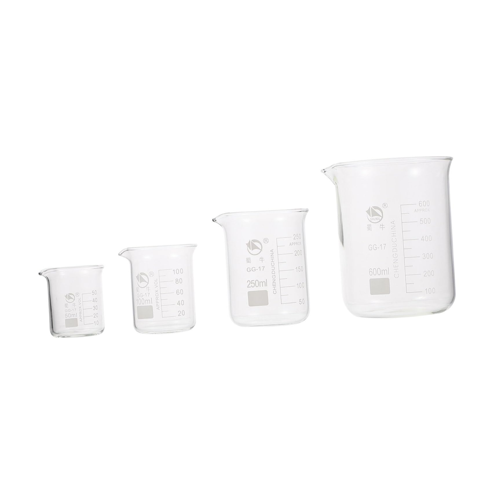 CIYODO 4Pcs High Borosilicate Glass Beakers with Scale Laboratory Measuring Device for Accurate Liquid Measurement for Home Store
