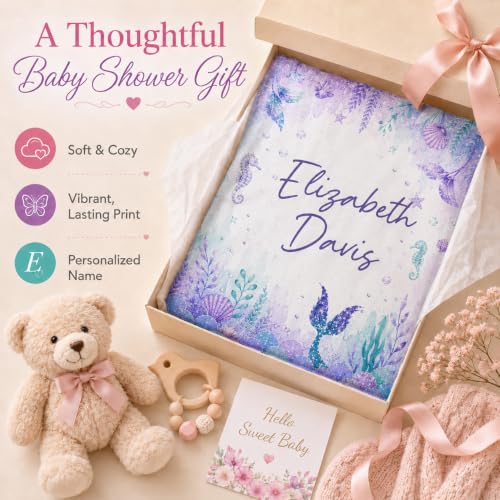 Image of Personalized Baby Blanket for Girls, Custom Nursery Blanket with Name, 30 x 40 Inch Soft Minky Blanket for Baby Toddlers, Newborn Print 15