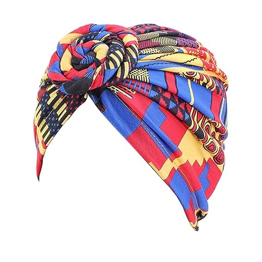 DDKY 1 Artículo Diadema Pelo de Mujer, Diadema de Seda Pelo Rizado, Diadema Trenzada Africana, Sombrero Boho Turbante Chemio Gorro Elástico Anudado-Azul