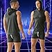 DTODWW Men's Matte Faux Leather Hooded Vest with Pocket Zipper Sleeveless Tank Hoodie Muscle Fitness Shirts