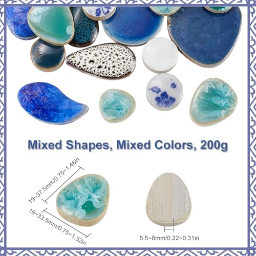 SOFPLATE 1 Box 200g Broken Ceramic Tile Irregular Mosaic Tiles Bulk Random Shapes Colorful Porcelain China Tiles Pieces for DIY Crafts Plates Flowerpots Vases Cups Home Decor Mosaic Arts Supplies - Image 2
