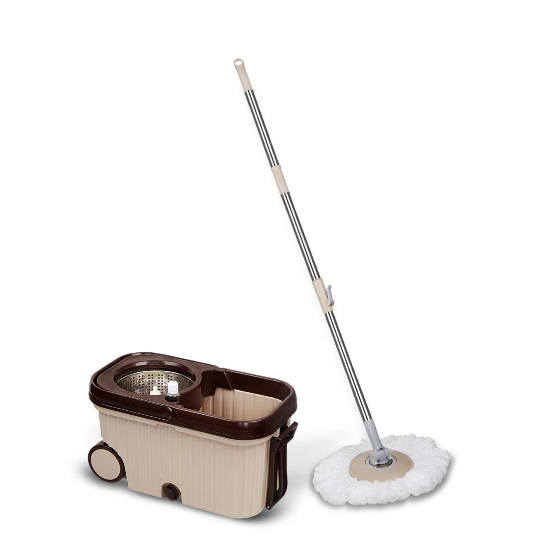 Chakaachak Shine Spin Bucket Mop with Stainless Steel Wringer Plus 1 Free Refill (Multicolor)