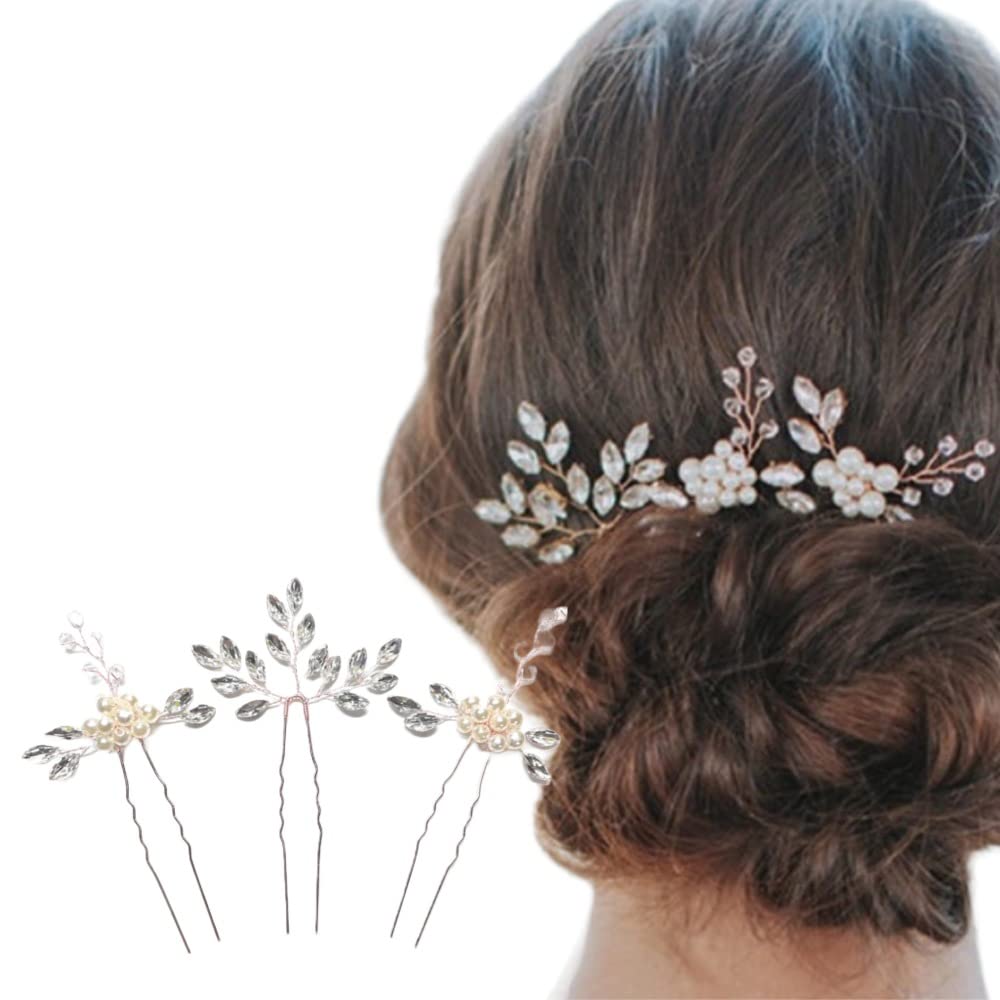 LOARIS Pearl Kanzashi Hair Ornament Set of 3 Rose Gold Wedding Kimono Japan