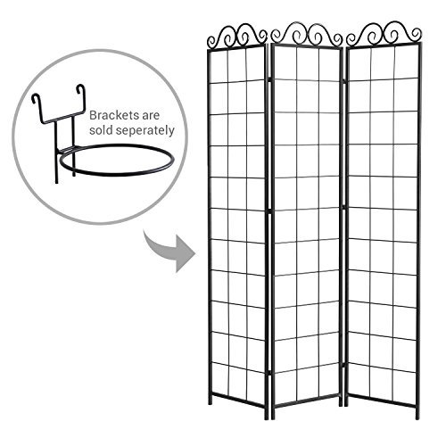 Mygift 3 Panel Black Metal Wire Trellis Divider Screen For Climbing Vines And Flowers Stands, Lightweight Plant Tower (Hanging Planters Not Included) #TOP1