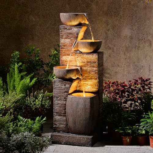 KAISOKU Water Fountain Outdoor Garden,38.2" Tall Modern Freestanding 4 Tiers