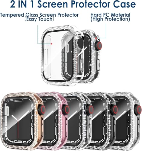 Simpeak 5-Pack Women Bling Screen Protector Case Compatible with Apple Watch 38mm 40mm 41mm 45mm Series 10 42mm 46mm, Screen Case Compatible with iWatch Series 10 9 8 7 6 5 4 3 2 1 (44mm) by Simpeak - Image 2