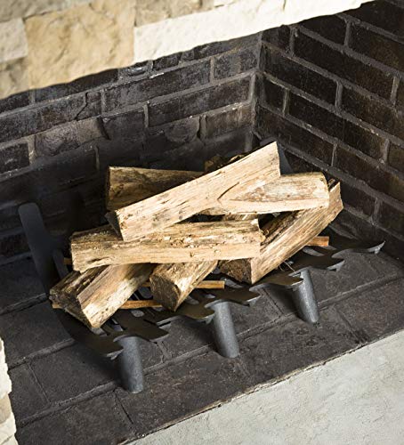 Plow & Hearth Large Heavy-Duty Cast Iron Deep-Bed Self-Feeding Fireplace and Hearth Wood Grate with Six Legs, 22" W at Front x 22" W at Rear x 15½"D x 7½"H - Image 5