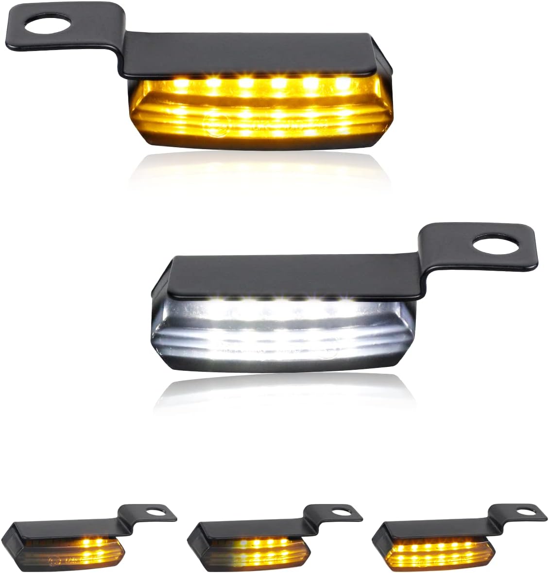 QUASCOLED Motorcycle Handlebar Turn Signals Sequential Front Blinkers with Running Light Universal Compatible with Harley Dyna Sportster Road King Softail Honda Shadow Vulcan Suzuki Yamaha