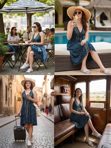 Image of KE KANHA EXPORTS Convertible Halter Short Dresses|Beach Wear Dress for Women|Backless Dress Women|2-in-1 Skirt One Shoulder|Easily fits S-M-L|Bust 30-36 in|Length 40 in|Boho Free Scrunchie Included