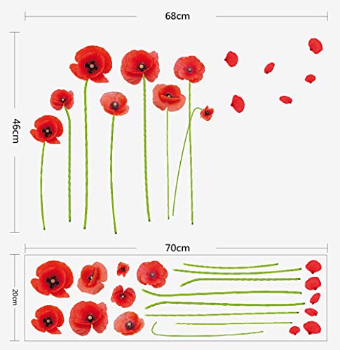 Vinilo decorativo flores rojas pegatinas para pared miniatura 6