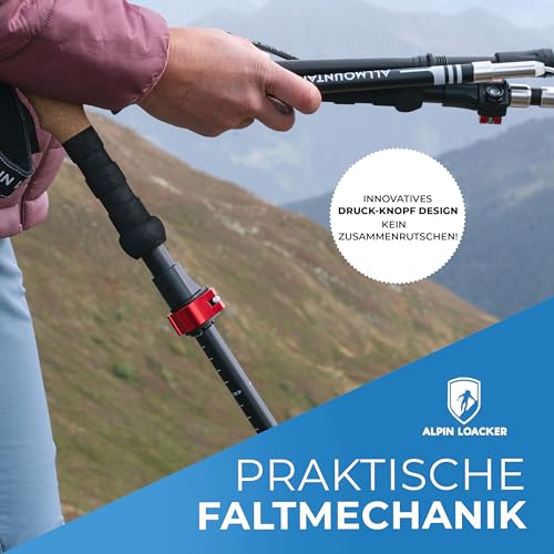 Faltbare Aluminium Wanderstöcke mit Korkgriff von Alpin Loacker