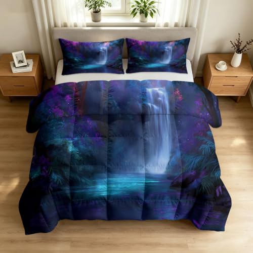 Edredón nórdico reversible de 4 estaciones con estampado de cascada 3