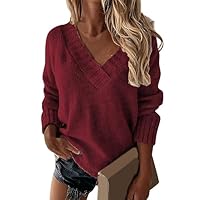 Pull Femme Col V - Manches Longues - Tricot Doux - Taille S à XXL - Automne Hiver
