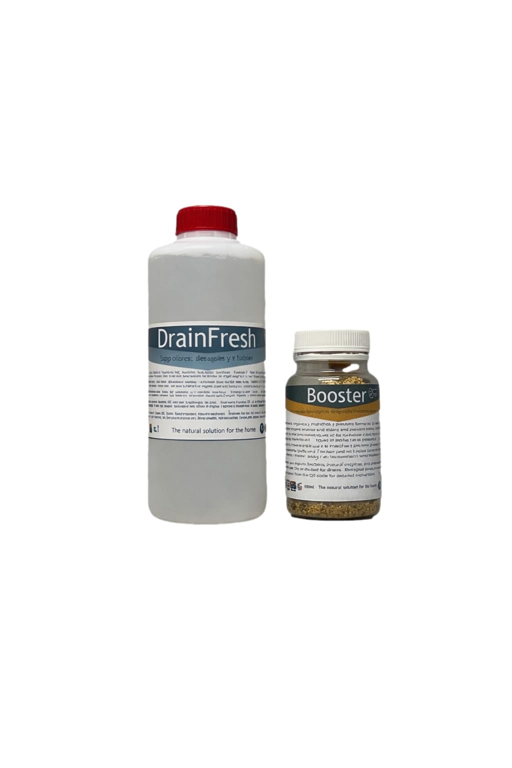 DrainFresh + Booster Pack Olores y Tratamiento Desagües | Acción inmediata + mantenimiento biológico Elimina olor Ayuda a degradar materia orgánica Solución completa para desagües