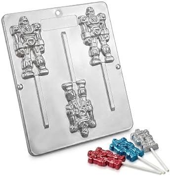 Robot Transformer Lollipop Chocolate Candy Mold 288, 3 Cavities, 3.5 x 3.8
