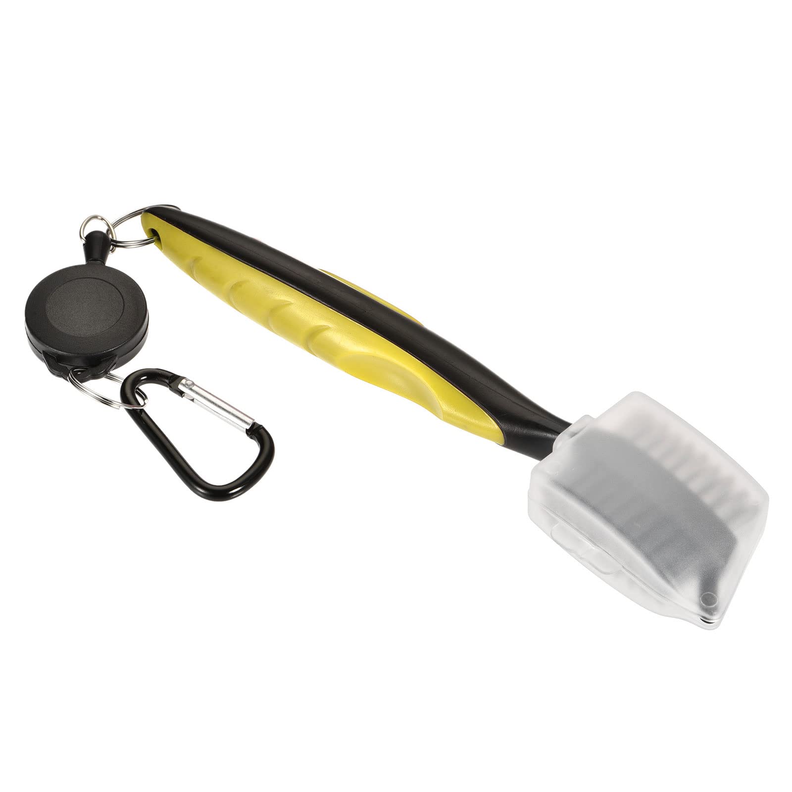 M METERXITY Golf Club Brush - Golf Club Groove Cleaner Zip-line Dual Sided Bristle Cleaning Tools with Cover Clip, Retractable, Apply to Outdoor (Yellow)