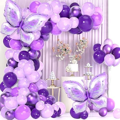 Butterfly Balloon Set - 126Pcs Balloons Arch Kit for Birthday Par...
