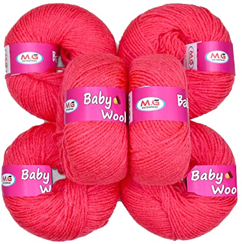 100% Acrylic Wool Deep Gajri (14 pc) Baby Soft 4 ply Wool Ball Hand Knitting Wool/Art Craft Soft Crochet Hook Yarn, Needle Knitting Yarn Thread Dye Q L M NN
