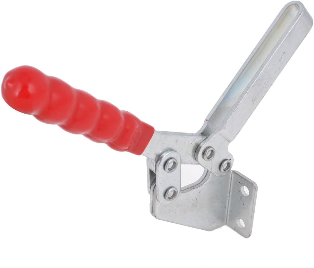 2 Pcs Clamps Quickly Release Holding U Shaped Bar Red Plastic Covered Handle Flanged Base Horizontal Toggle Clamp 227Kg Toggle Clamps 500Lbs 202FL