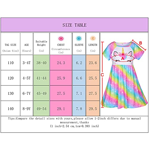 Play Tailor Doll And Girl Matching Nightgown Unicorn Outfit Pajamas Night Dress For Girls And 18" Dolls Clothes, 4-5T, Rainbow #TOP5