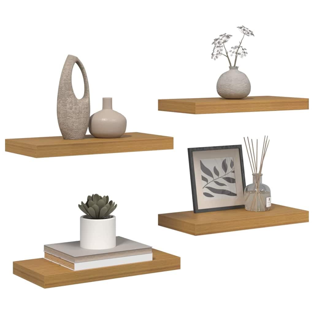 Wandregal Wandhalterung aus Holzwerkstoff Beige 50 x 23,5 x 3,8 cm 4er Set, schweberegal für Bücherregal, Küchenregal, Badregal, platzsparende Wandaufbewahrung