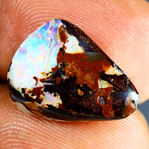 Opale Boulder naturelle 8.08 ct, cabochon multicolore certifiable sans traitement - 2