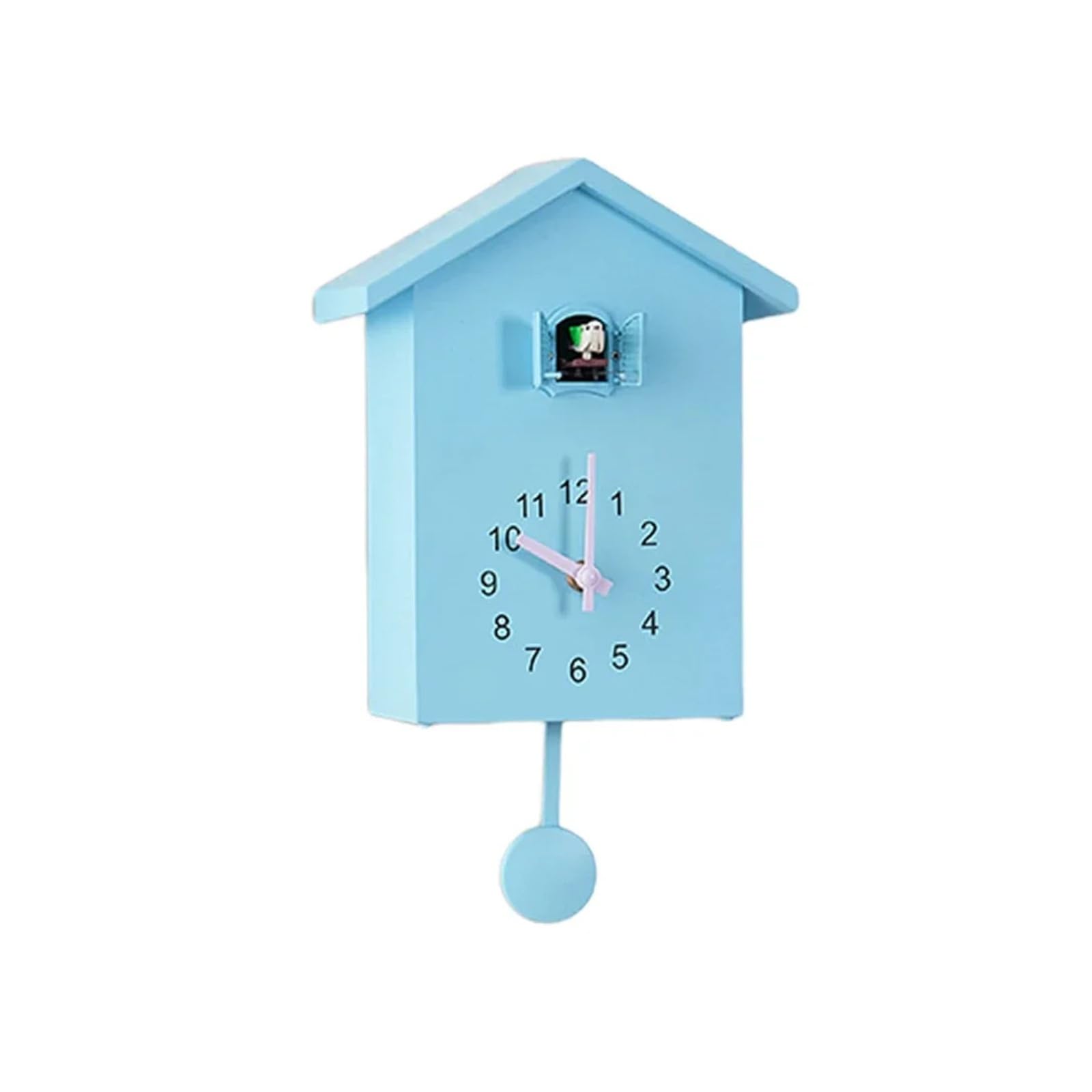 GOXQIT 1 Pcs Cuckoo Wall Clocks Hourly Chime Operated Bird House Clock For Home Living Room Decoration For Living Room(Blue)