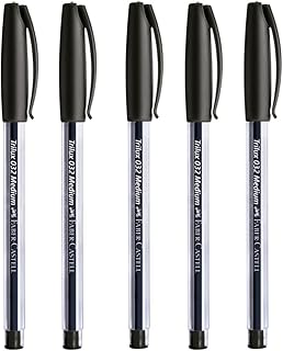 Kit C/5 Caneta Esferográfica Preta, Trilux, Ponta Média 1.0mm, Corpo Transparente - Faber Castell. Enem, Vestibular e Concurso